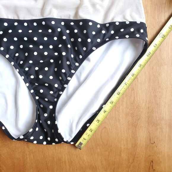 Lauren Ralph Lauren Swimsuit Womens 12 Black Polka Dot One Piece Bathing Suit - Picture 14 of 16